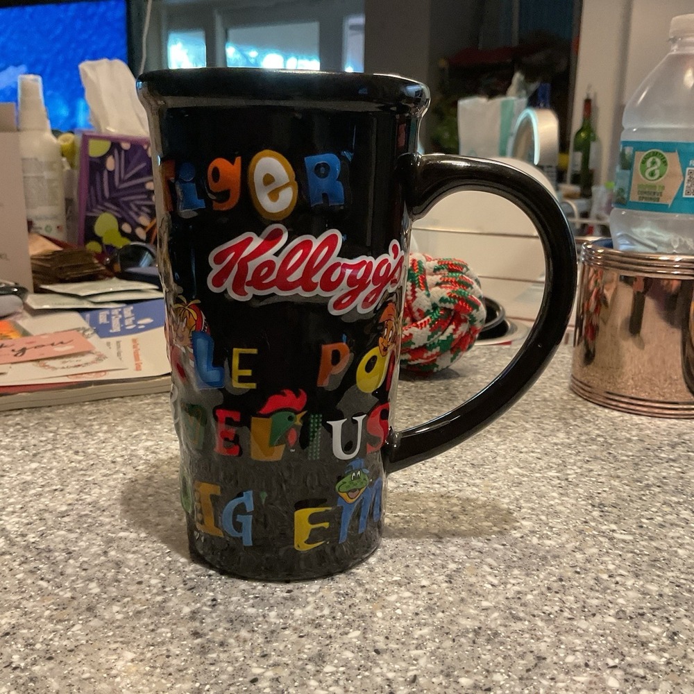 Rare Kellogg's 3D Frosted Flakes Collectible Black Coffee Mug Tall UEC